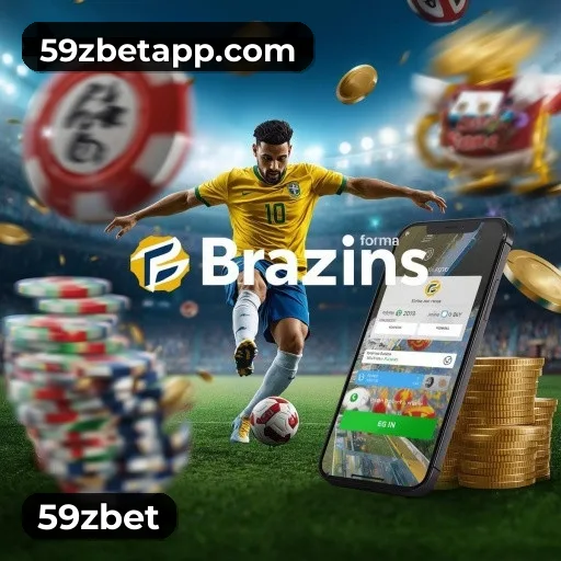 App 59zbet para iOS e Android — interface mobile, login biométrico e PIX integrado